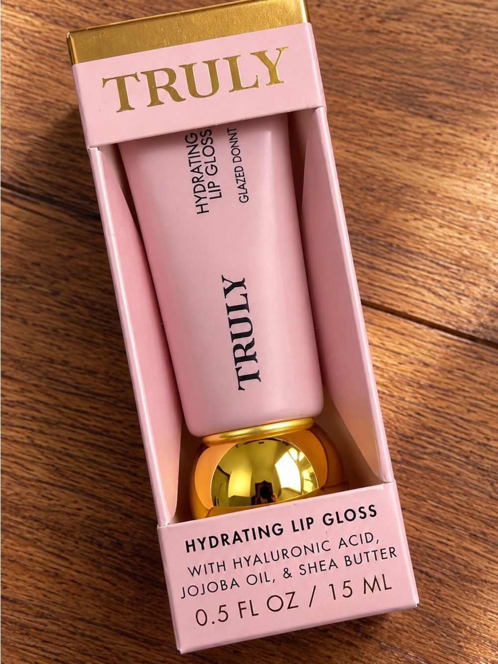 TRULY Hydrating Lip Gloss in Soft Pink with Gold Accent